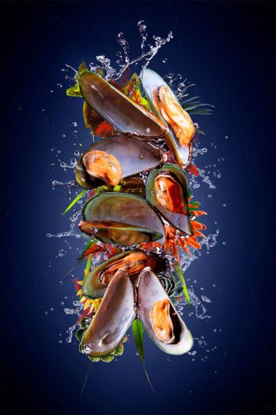 Wall art of mussels